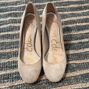Sam Edelman Junie Suede Pumps 3” Heel Neutral Beige Women’s Size 8.5